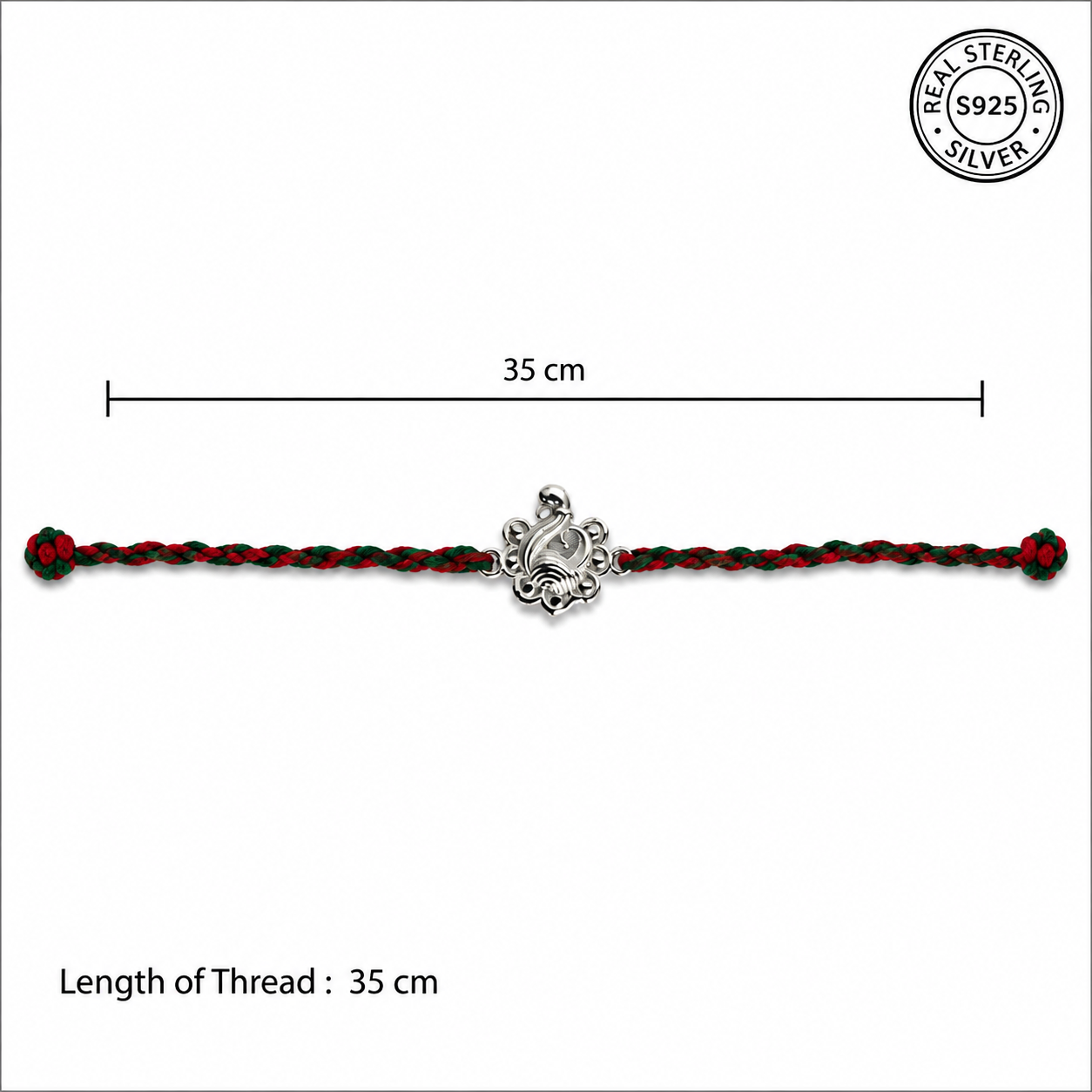 Handmade 925 Silver Peacock Hallmarked Rakhi