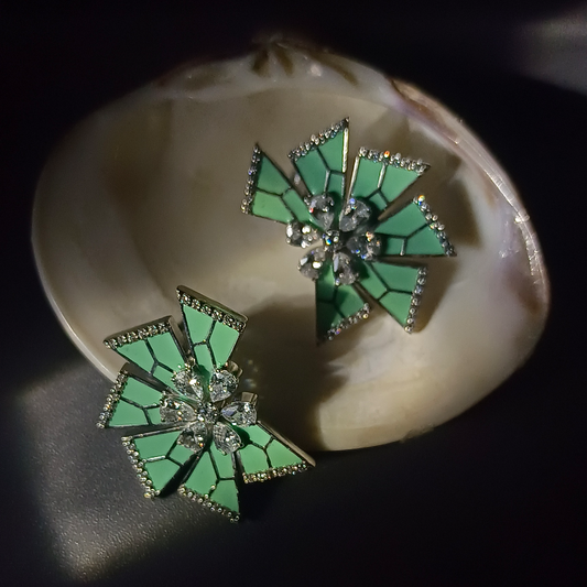 Emerald Starburst Luxe Statement Earrings