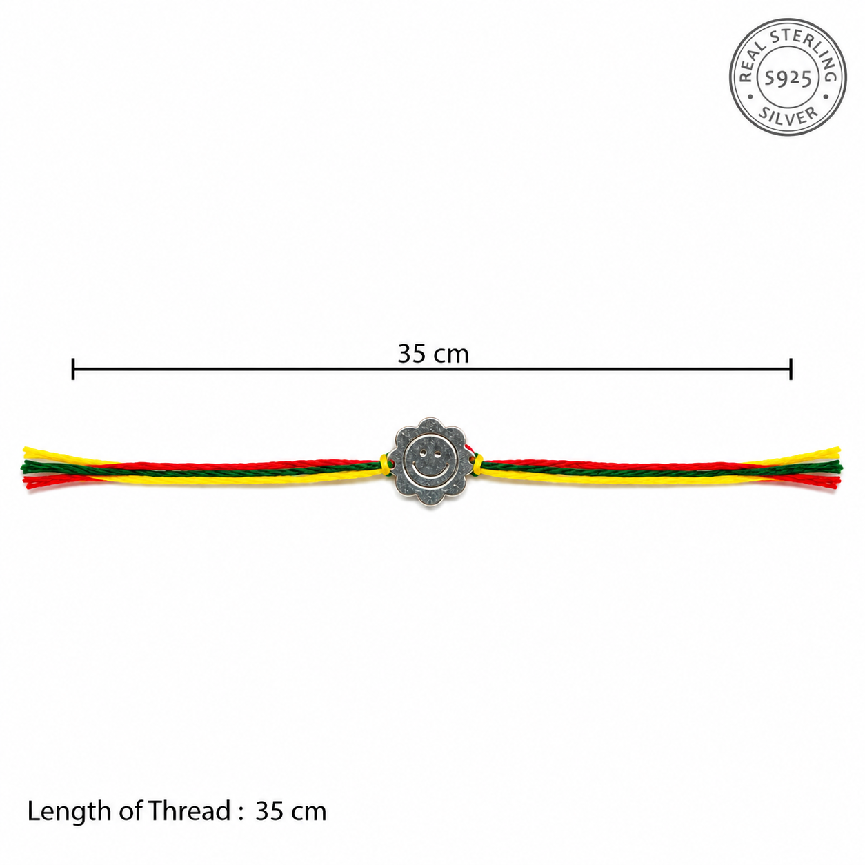 Handmade Smiley Face 925 Silver Hallmarked Rakhi