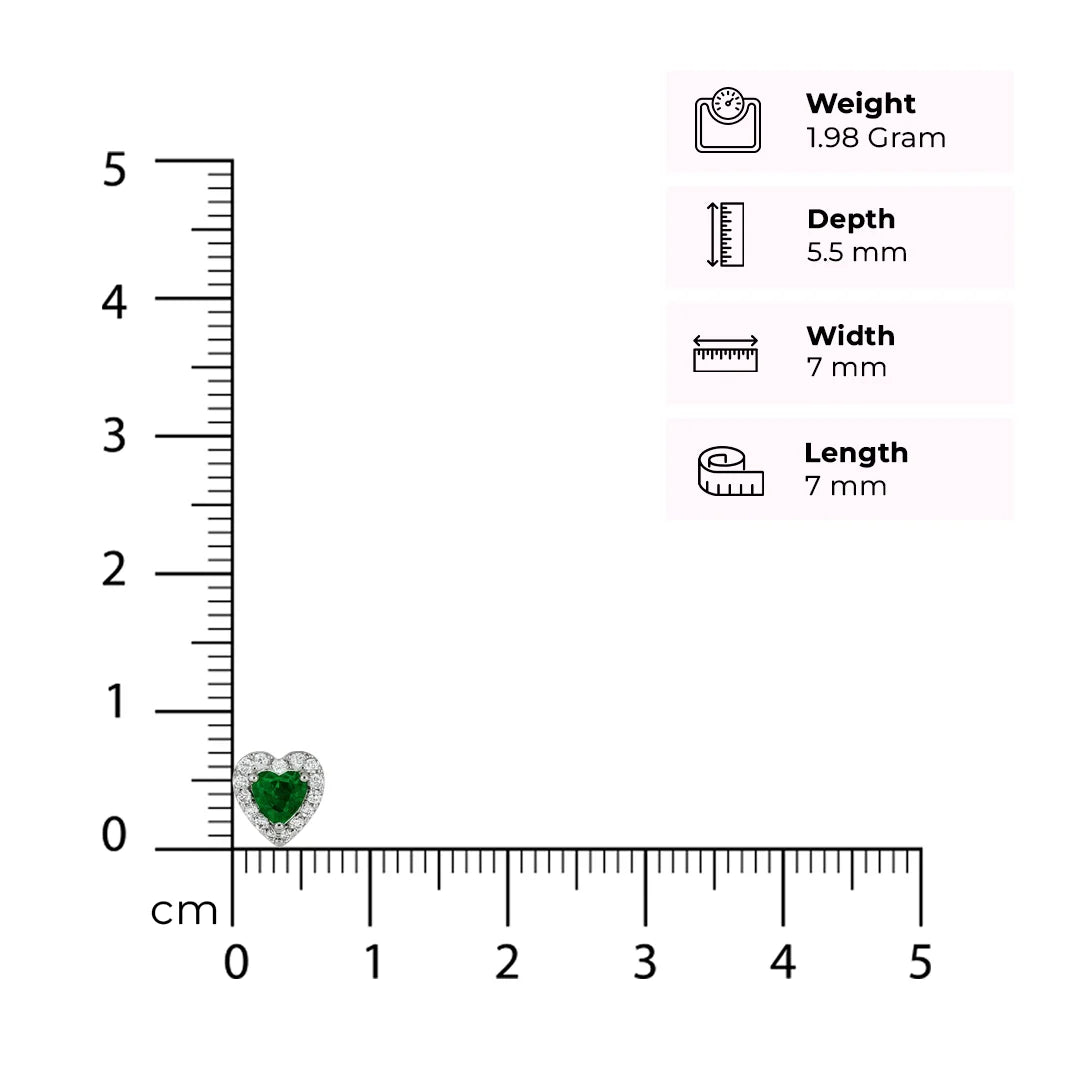 Emerald Heart Earrings Silver