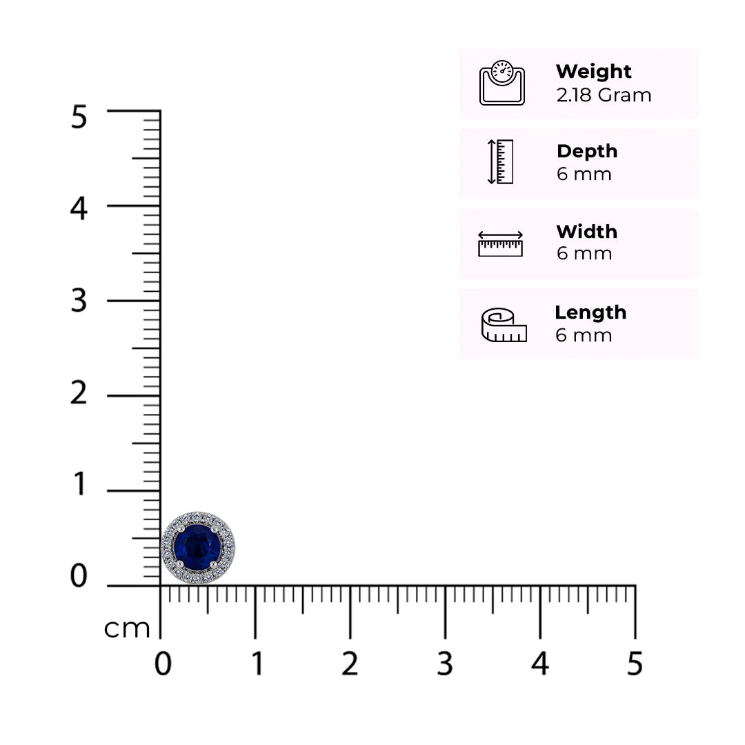 Sapphire Round - 92.5 Silver Pendant Set