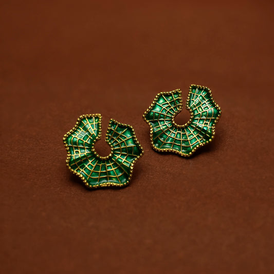 Emerald Mosaic Textured Stud Earrings