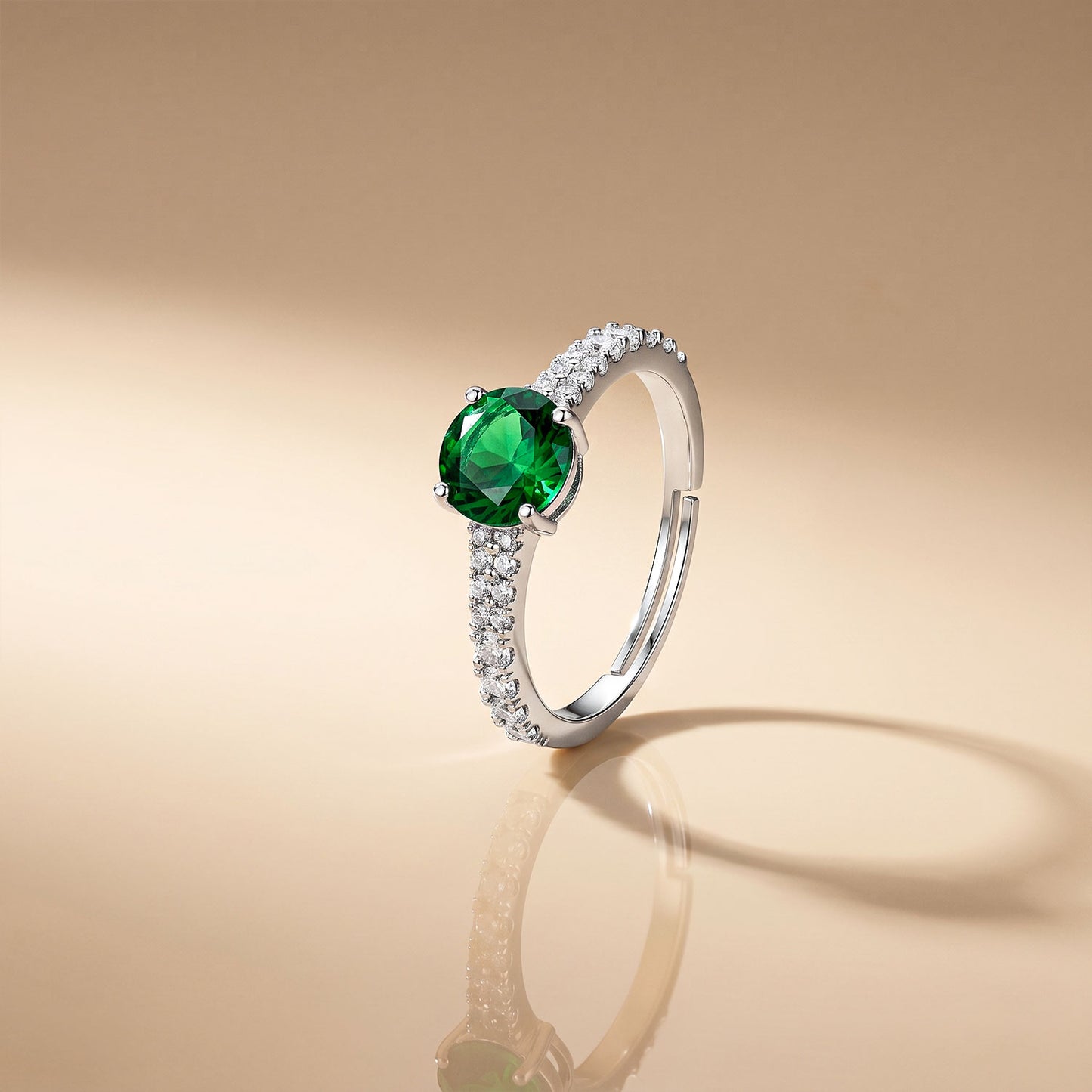 Emerald Solitaire 92.5 Silver Ring