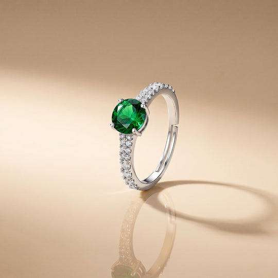 Emerald Solitaire 92.5 Silver Ring