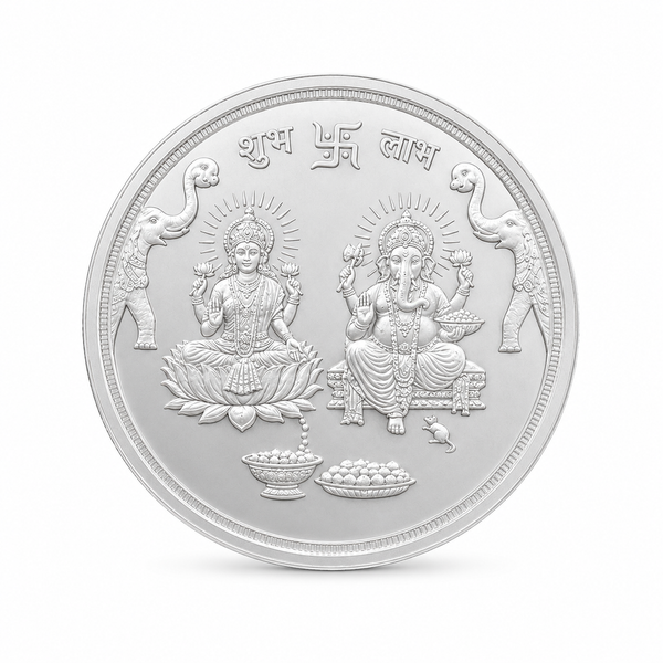 999 Pure Silver Lakshmi and Lord Ganesh Coin - 10g