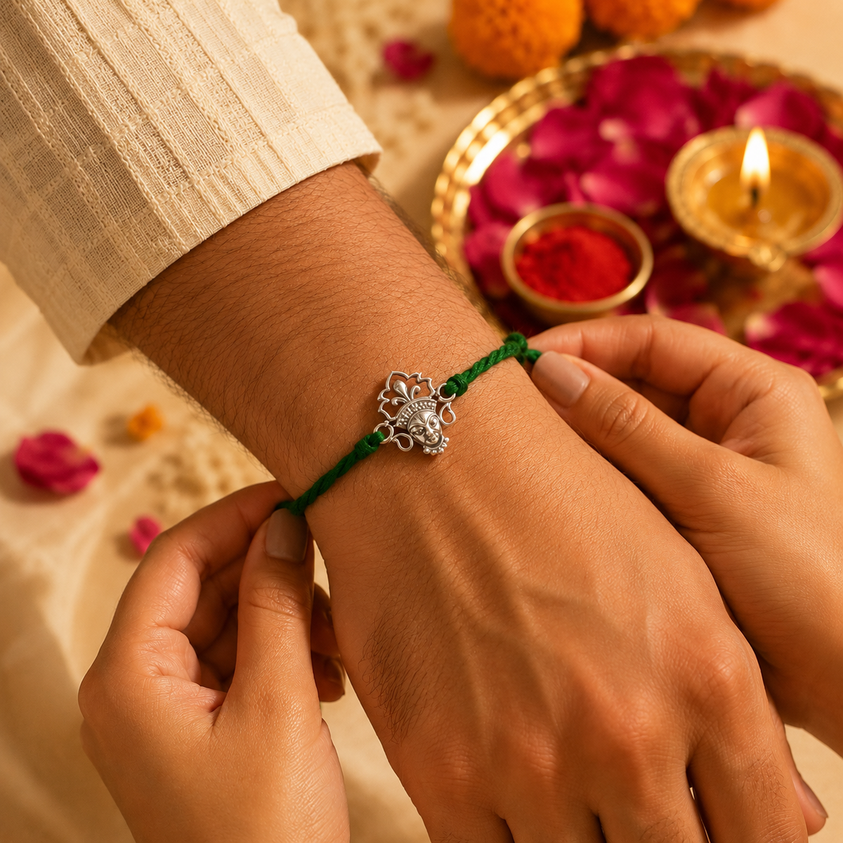Handmade Durga Mata 925 Silver Hallmarked Rakhi