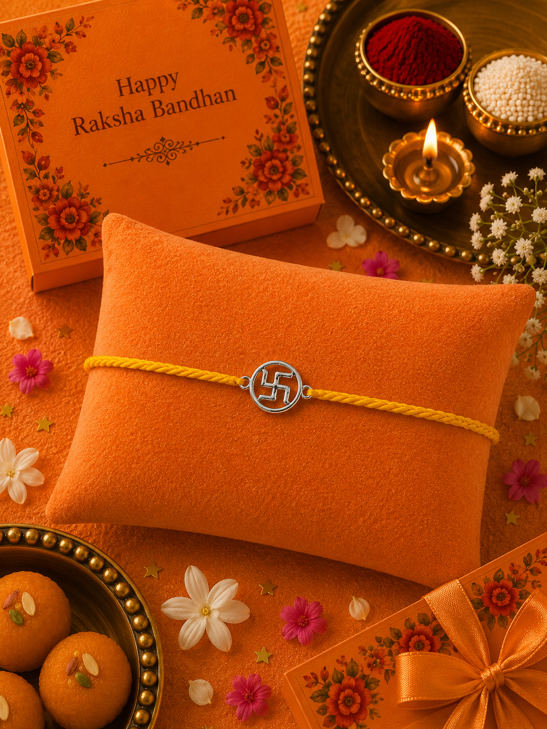 Handmade Swastik 925 Silver Hallmarked Rakhi