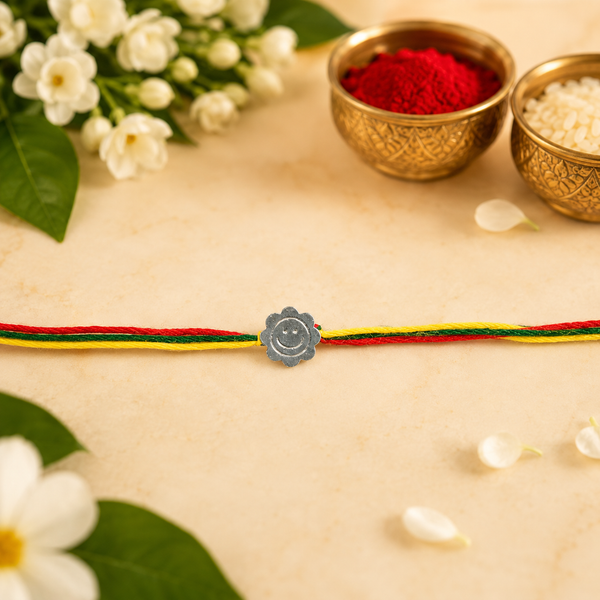 Handmade Smiley Face 925 Silver Hallmarked Rakhi