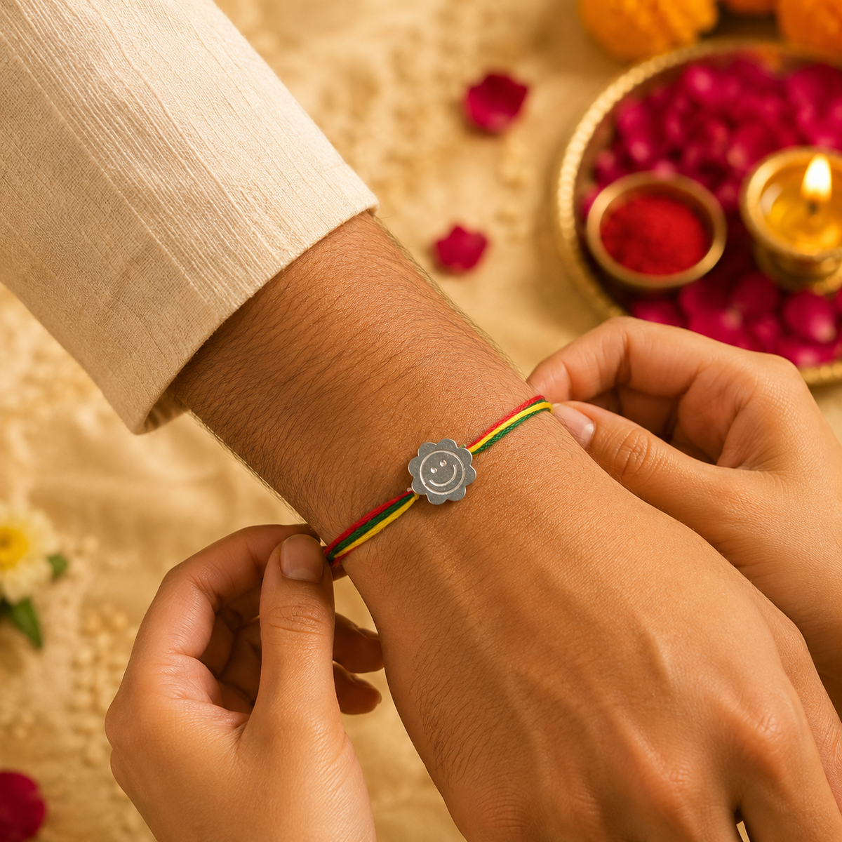 Handmade Smiley Face 925 Silver Hallmarked Rakhi