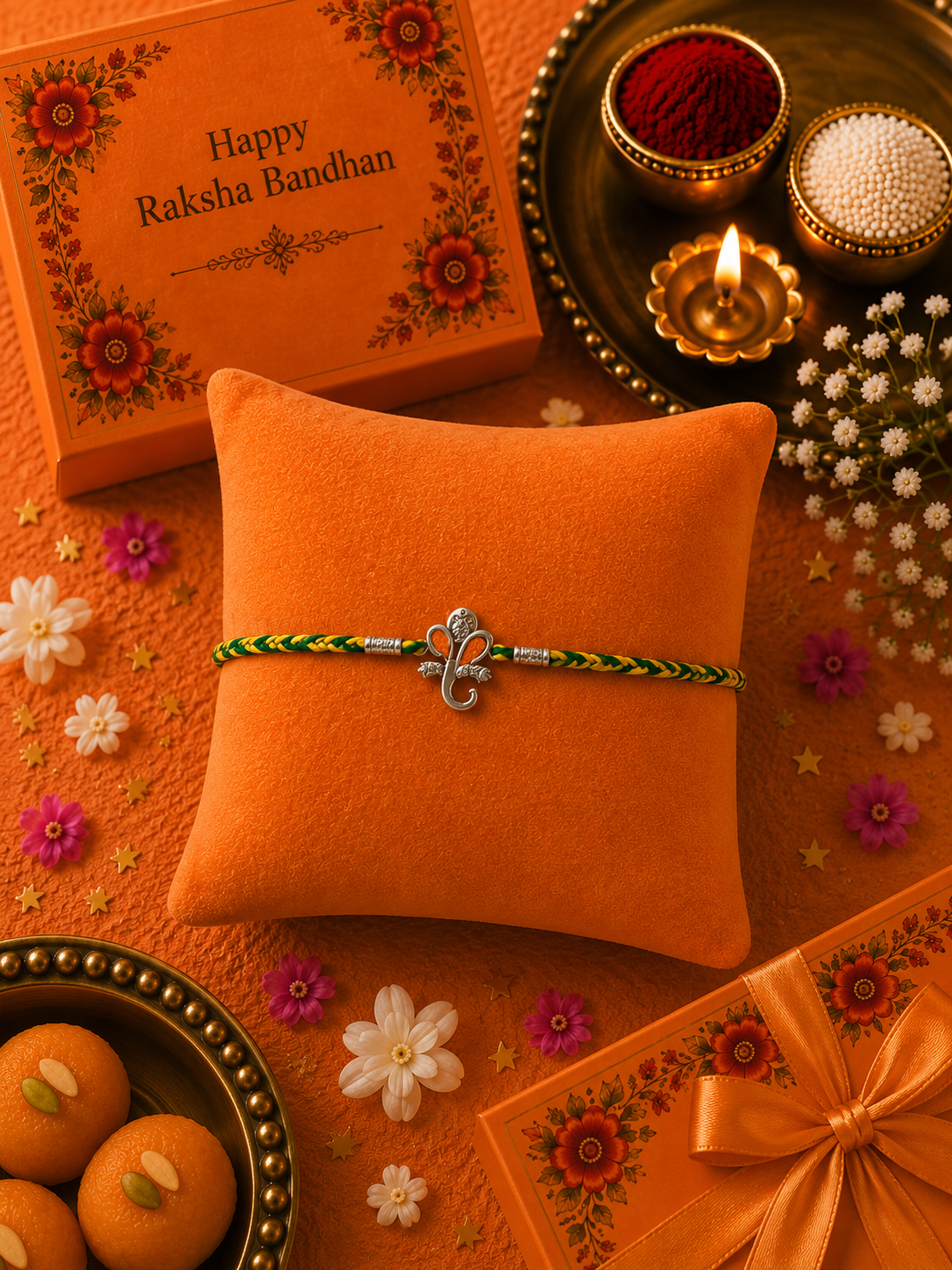 Handmade Lord Ganesha 925 Silver Rakhi