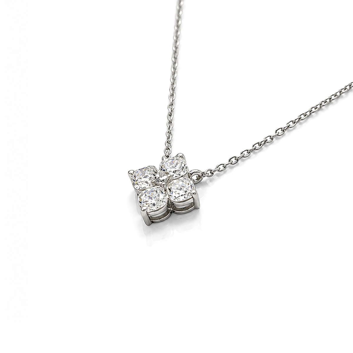 1.19ct Lab-Grown Diamond 925 Silver Pendant Floral Necklace