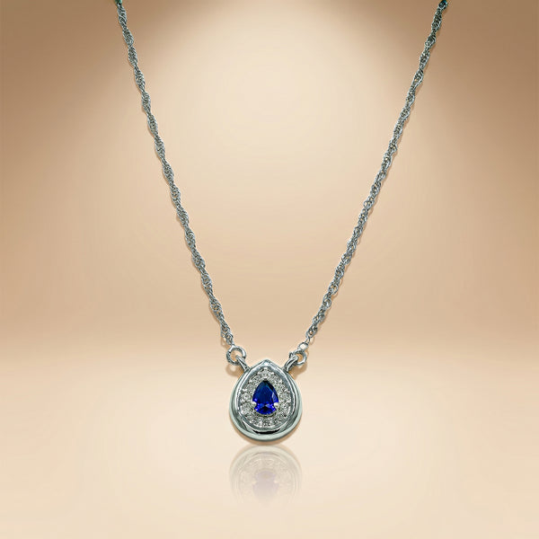 One-of-One 92.5 Silver Navy Teardrop Pendant Necklace