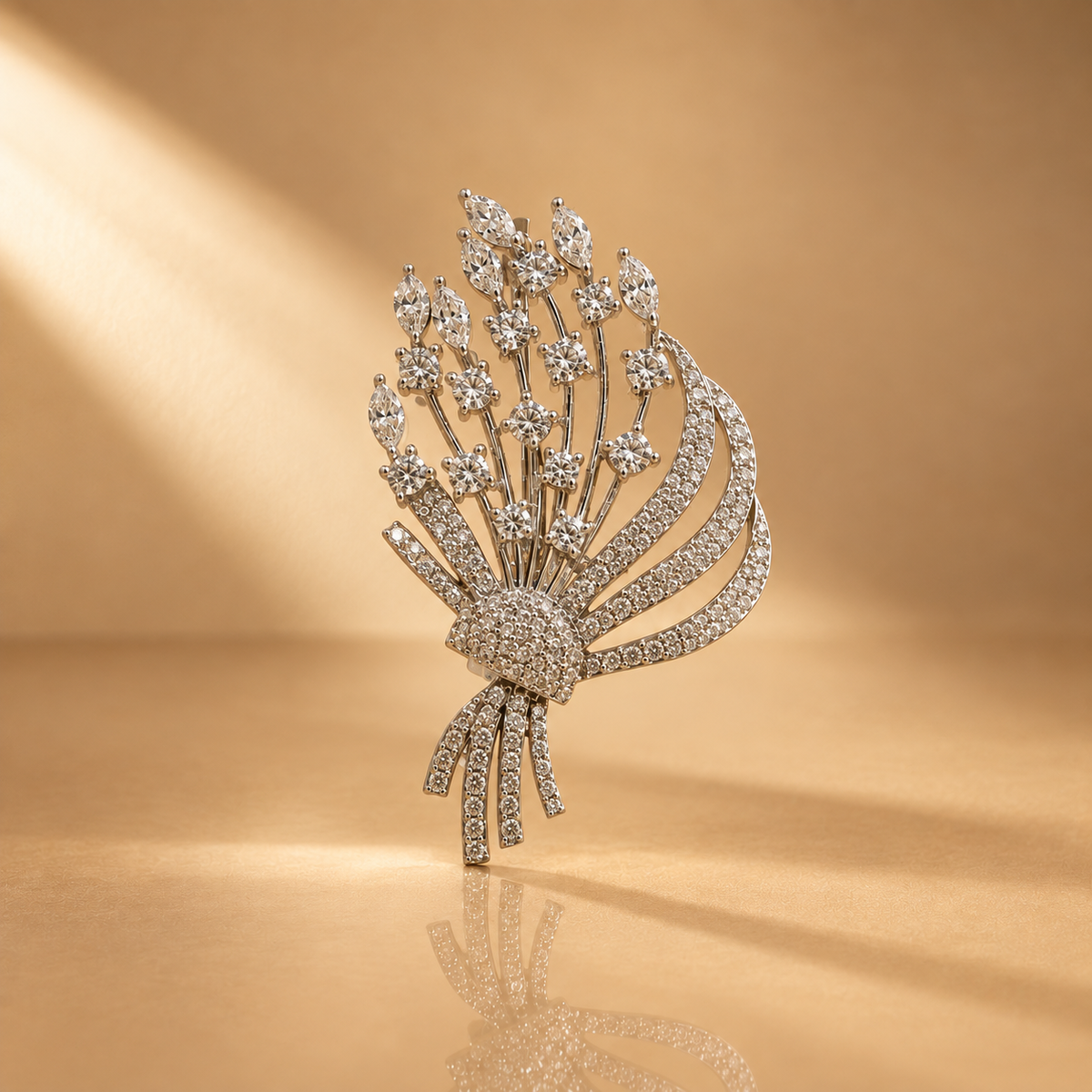 Sparkling Floral Brooch for Men, Bouquet Pin for Sherwani, Bridal & Wedding Wear