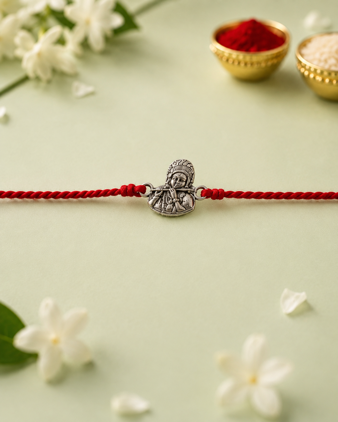 Handmade Lord Krishana 925 Silver Hallmarked Rakhi