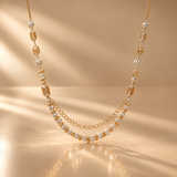 925 Sterling Silver Rose Gold Double Chain Necklace