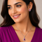 Ruby Dewdrop - 92.5 Silver Pendant Set