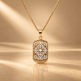 Rose Gold 925 Silver Filigree Pendant with Chain for Women