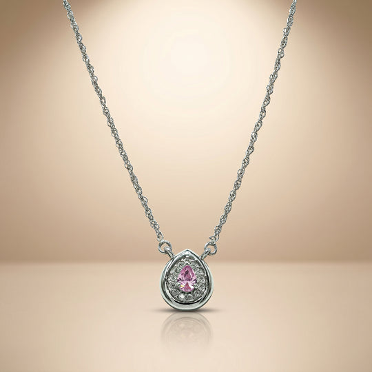 One-of One 92.5 Silver Blush Pink Teardrop Pendant Necklace