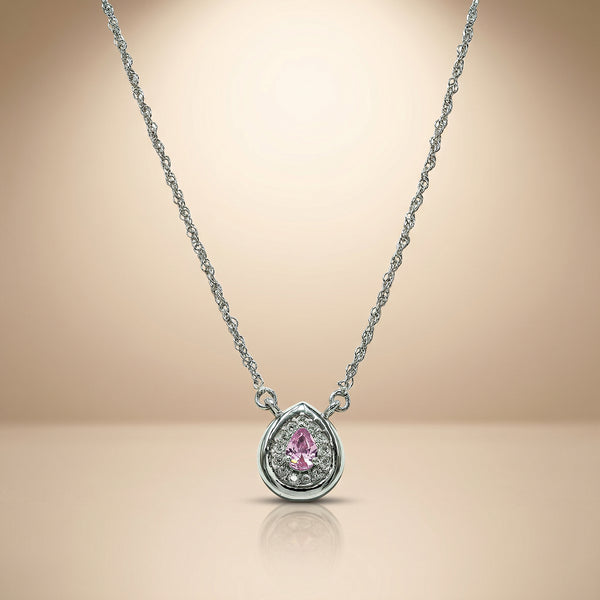 One-of One 92.5 Silver Blush Pink Teardrop Pendant Necklace