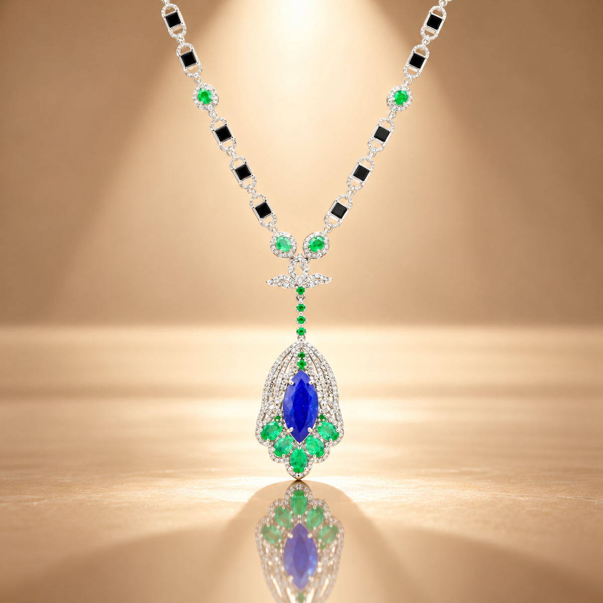 3.8 ct Natural Diamond Tanzanite Necklace