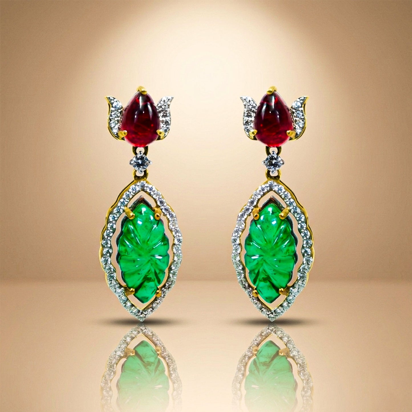 Carved Green Drop Earrings