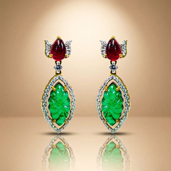 Carved Green Drop Earrings