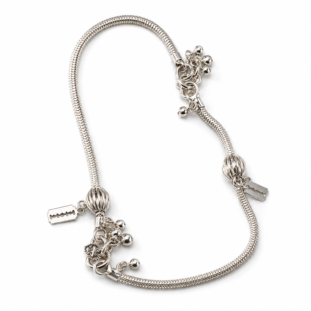 925 Sterling Silver Kids Anklet Payal with Decorative Charms | Hallmarked Jewellery