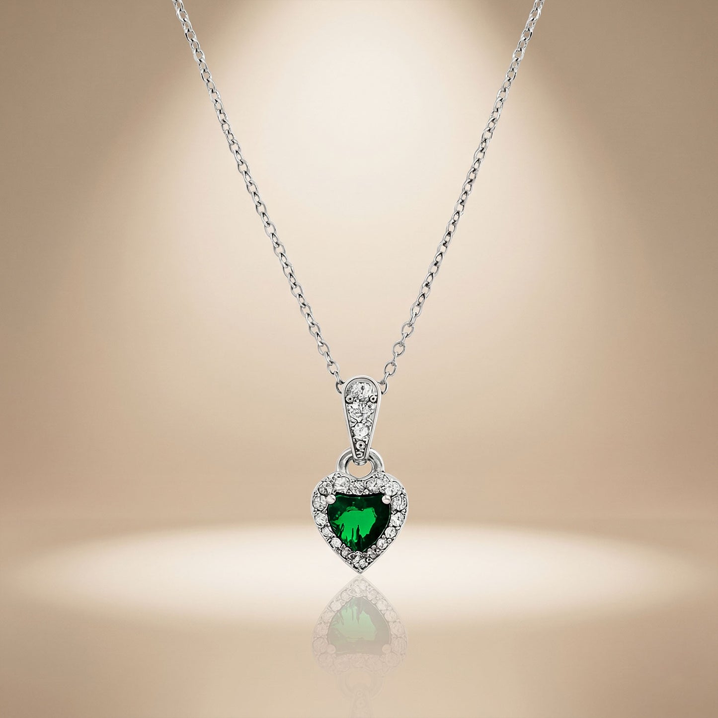 Emerald Heart - 92.5 Silver Pendant Set