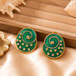 One-of-One 92.5 Silver Green Enamel Spiral Stud Earrings
