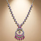 92.5 Sterling Silver Floral Drop Motif Necklace Set