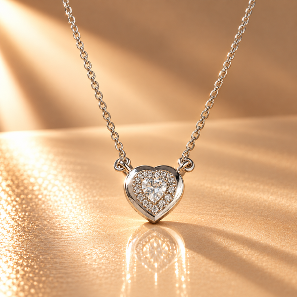 925 Silver Heart Moissanite Pendant Chain