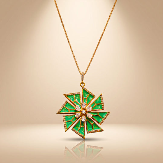 One-of-One 92.5 Silver Mint Enamel Starburst Pendant