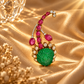 Floral 925 Sterling Silver Polki & Quartz Brooch |Green Carved Stone Statement | Hallmarked Jewellery