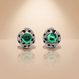 925 Silver Green Emerald Earrings