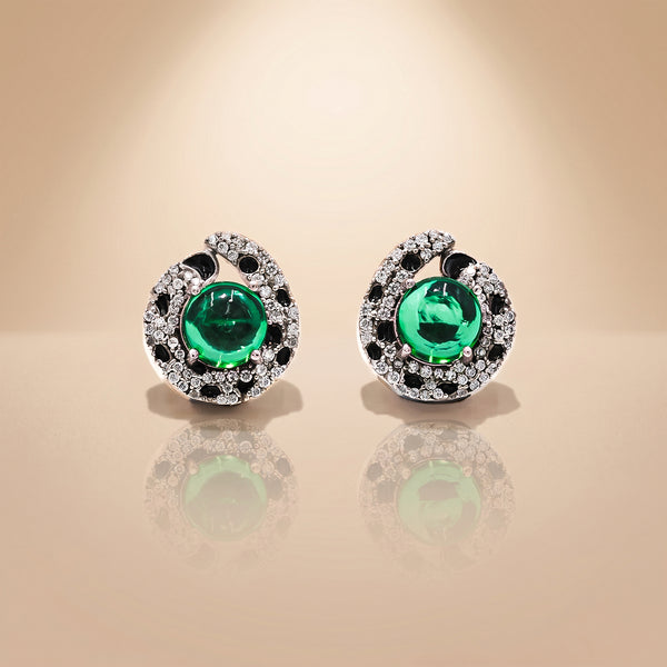 One-of-One Emerald Swirl Stud Earrings in 92.5 Silver