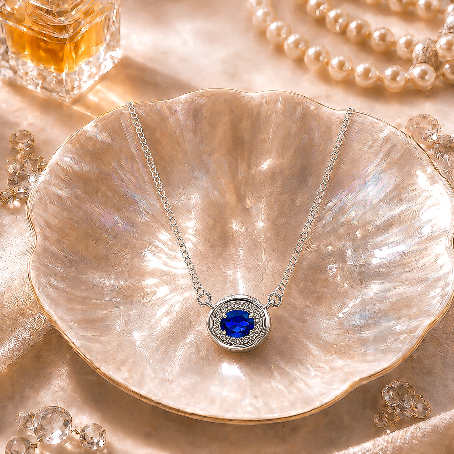 One-of-One 92.5 Silver Round Navy Pendant Necklace