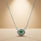 One-of-One 92.5 Silver Simulant Emerald Round Pendant Necklace