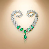 925 Silver Emerald Doublet Pear Drop Necklace Set