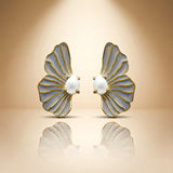 925 Silver Enamel Floral Pearl Earrings for Women