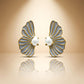 Pearl Wing Petal Enamel Stud Earrings