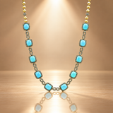 3.68 ct Natural Diamond 925 Silver Firoza Necklace