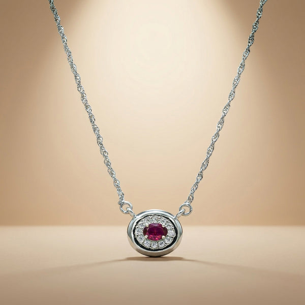 One-of-One 92.5 Silver Round Simulant Ruby Pendant