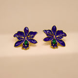 925 Silver Enamel Purple Orchid Stud Earrings