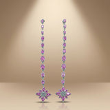 925 Silver Pink Floral Drop Dangle Earrings