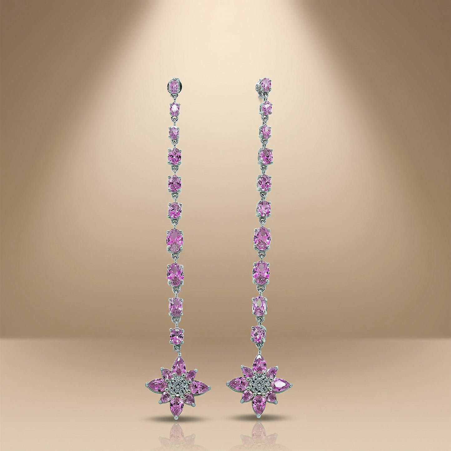 One-of-One 92.5 Silver Pink Floral Drop Earrings