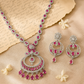 92.5 Sterling Silver Floral Drop Motif Necklace Set