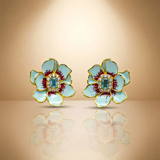 Aqua Bloom Earrings Silver ( Pre-Order)