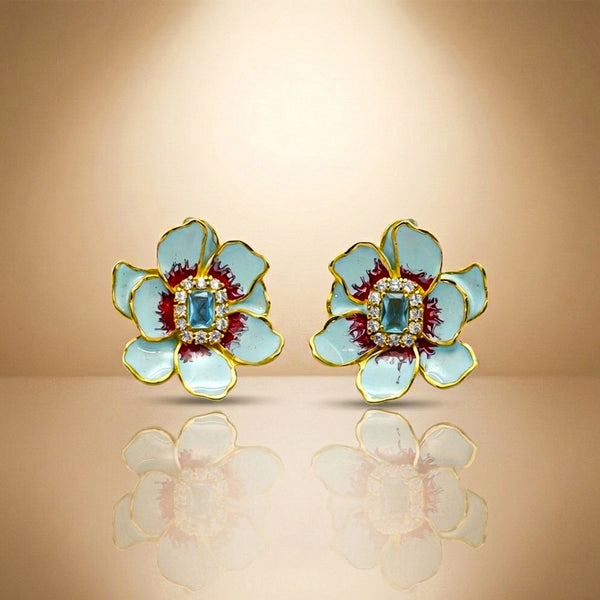 Aqua Bloom Earrings Silver ( Pre-Order)