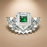 925 Silver Emerald Green Statement Brooch