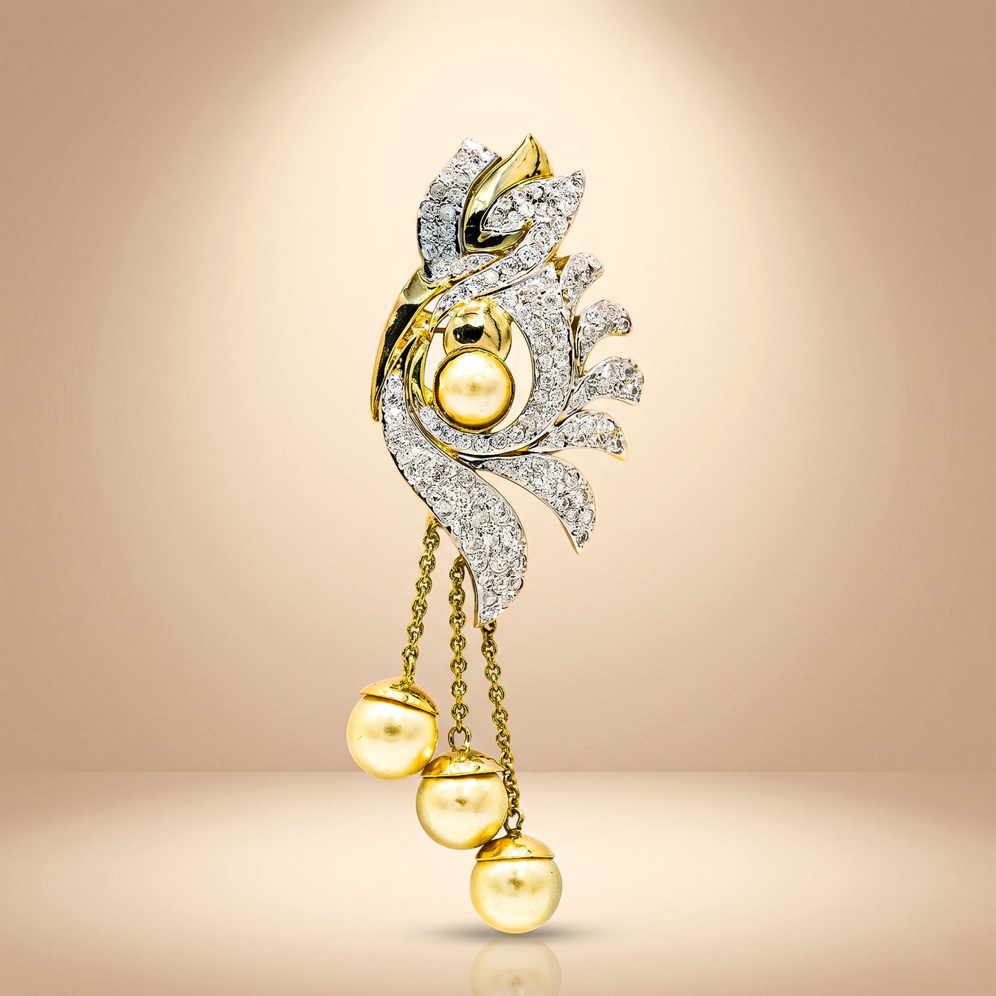 One-of-One 92.5 Silver Pearl Cascade Statement Brooch